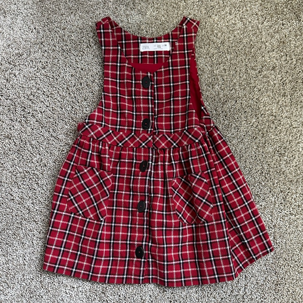 Zara Red Plaid Jumper for Toddlers, size 2-3 years